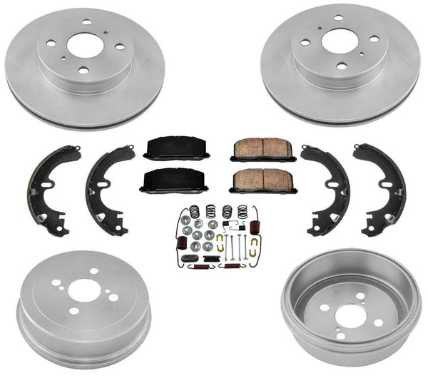 Disc Rotors Pads Drums Rear Brake Shoes Springs for GEO Prizm 89-92 7pc Kit