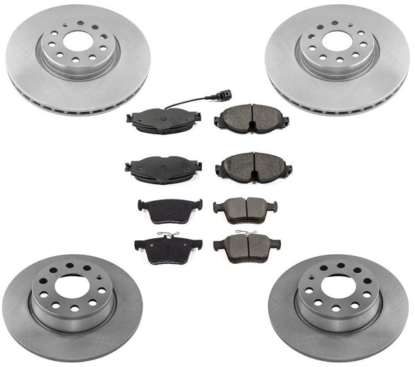 Rotores de freno de disco delantero y trasero y pastillas de cerámica para Audi A3 y A3 Quattro 6 piezas 15-18