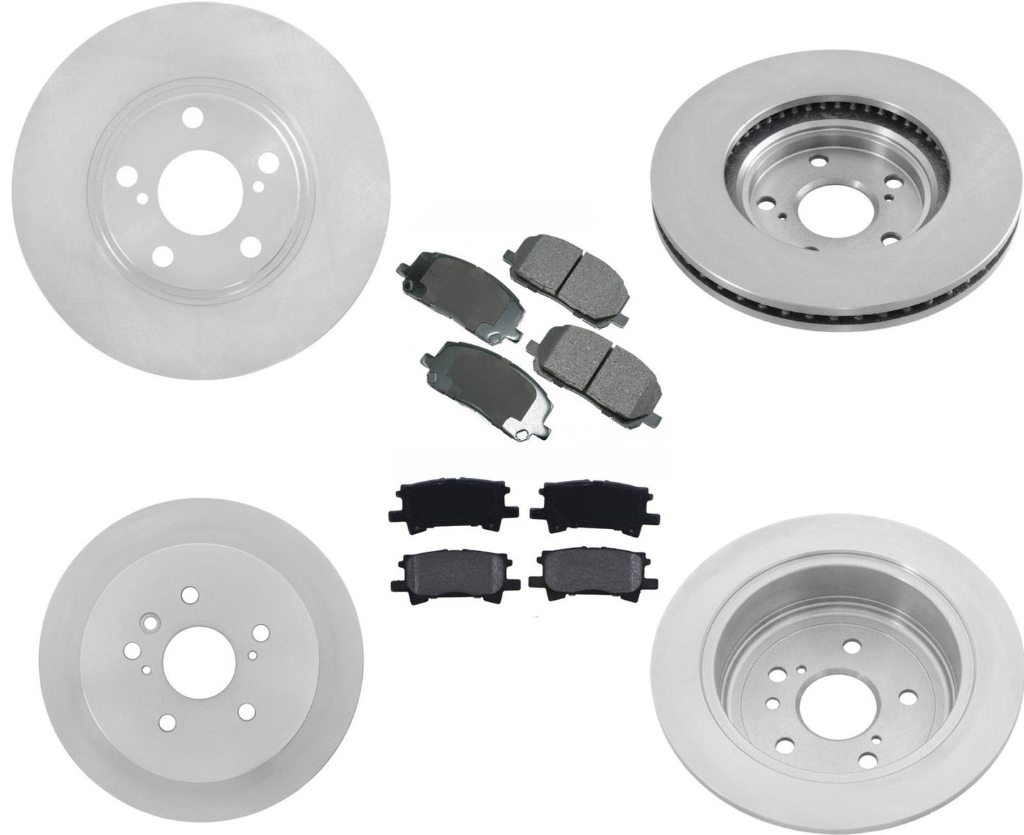 For 2004-2007 Toyota Highlander Front & Rear Brake Rotor & Ceramic Brake Pads