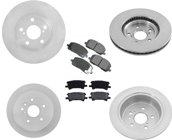 Fits 2004-2007 Toyota Highlander Front & Rear Brake Rotor & Ceramic Brake Pads