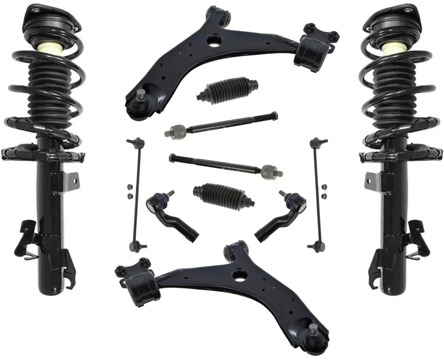 Para 04-09 Mazda 3 brazos de control delanteros puntales de resorte bola Jt varillas estabilizadoras 12 piezas