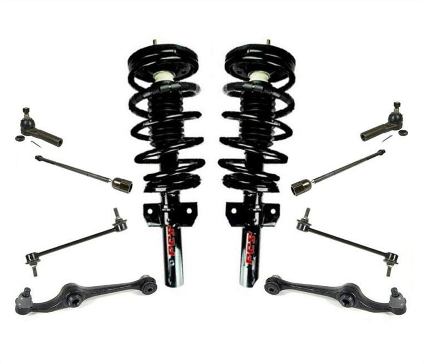 Se adapta a Ford Windstar 1995-98, puntales de resorte, brazo de control, rótulas, enlaces de varillas de amarre