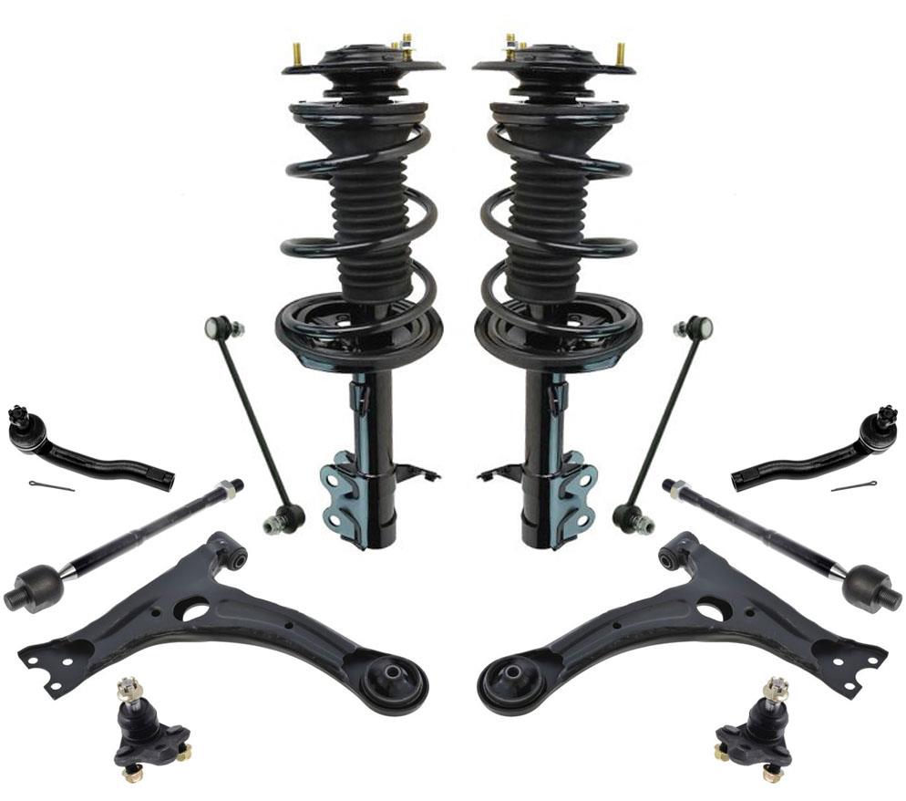 Kit de 12 piezas de puntales de resorte, brazos de control, rótulas, varillas de amarre para Toyota Prius 01-03