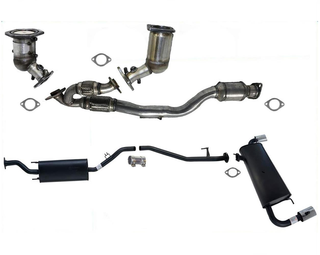 Full Exhaust System All 3 Converter Resonator & Muffler W Tips For 09-14 Murano