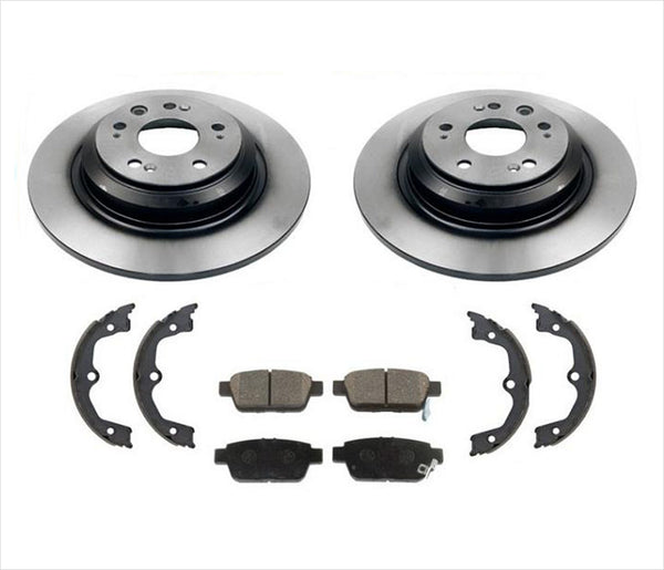 Rear Disc Brake Rotors with Ceramic Pads & Parking Shoes for Acura TL 09-14