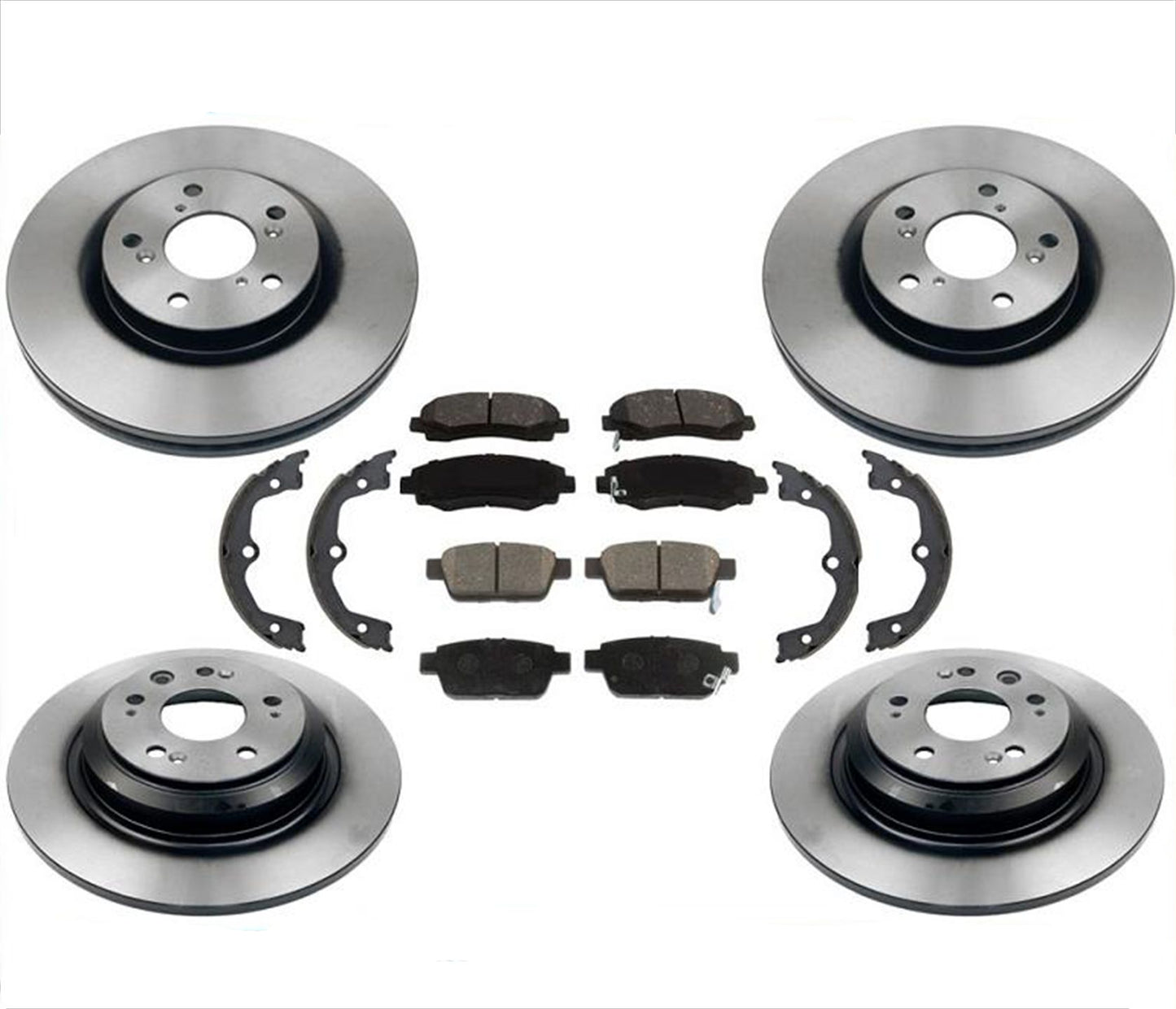 Front & Rear Disc Brake Rotors w Ceramic Pads & Parking Shoes for Acura TL 09-14