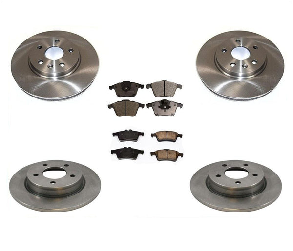 Rotores de disco de freno delantero y trasero y pastillas de cerámica para Mazda 3 velocidades Turbo 07-13