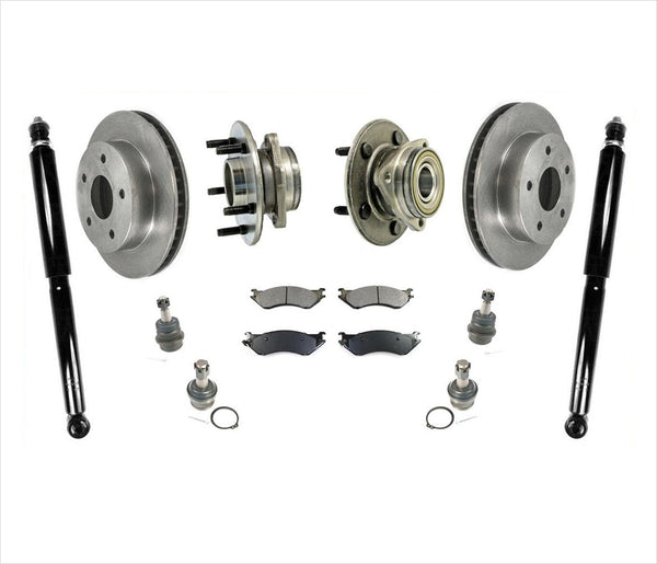 For 00-01 Ram Pick Up 1500 4x4 With REAR ABS Only Rotors Pads Ball Joints Shocks