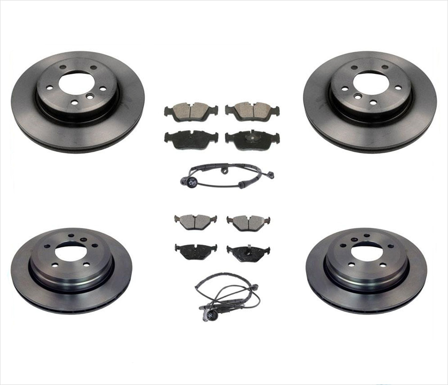 Front & Rear Brake Rotors & Pads & Sensors for 2001-2005 BMW 325Xi