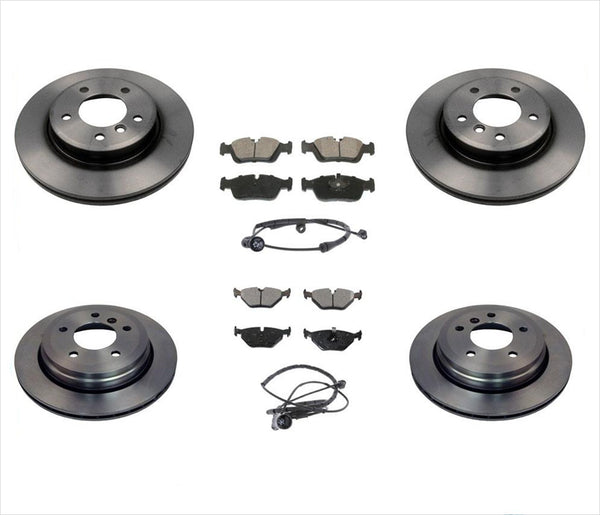 Front & Rear Brake Rotors & Pads & Sensors for 2001-2005 BMW 325Xi