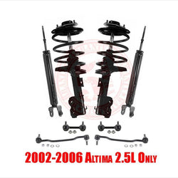Conjunto de puntal delantero y resorte helicoidal y amortiguadores traseros para Nissan Altima 2.5L 02-06