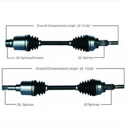 Ejes de eje CV izquierdo y derecho para Chrysler Sebring 2.4L 07-09 2.4L solo