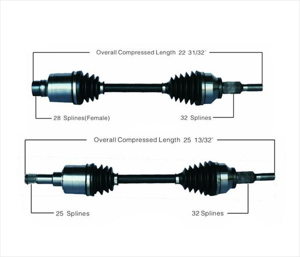 Ejes de eje CV izquierdo y derecho para Chrysler Sebring 2.4L 07-09 2.4L solo