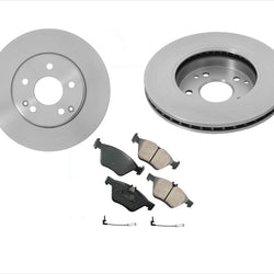 (2) Rotores y pastillas de freno delantero y sensor para Mercedes C230 1999-2000.