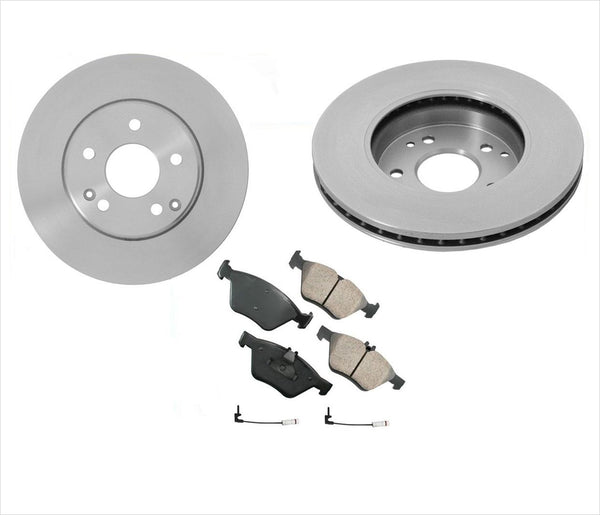 (2) Rotores y pastillas de freno delantero y sensor para Mercedes C230 1999-2000.