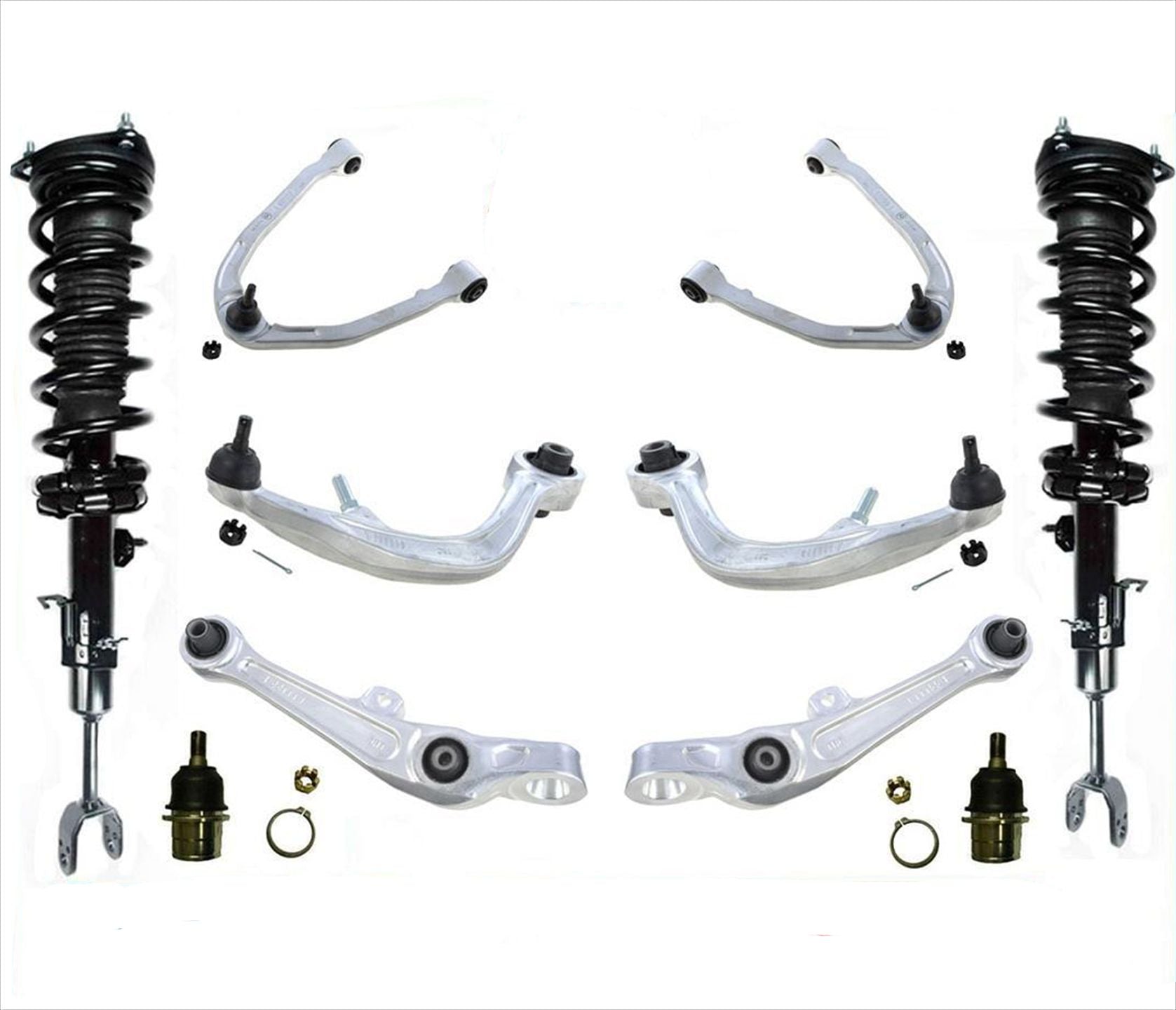 Front Struts Upper & Lower Control Arms w/ Ball Joints for Nissan 350Z 03-09 RWD