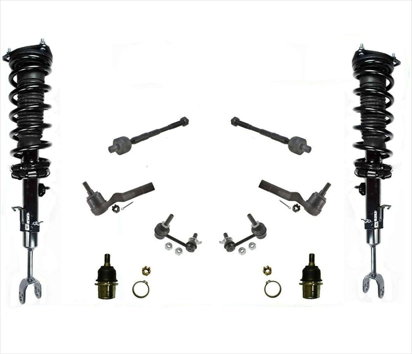 Front Complete Spring Strut Assembly & 8pc Chassis Kit for Nissan 350Z 03-09 RWD