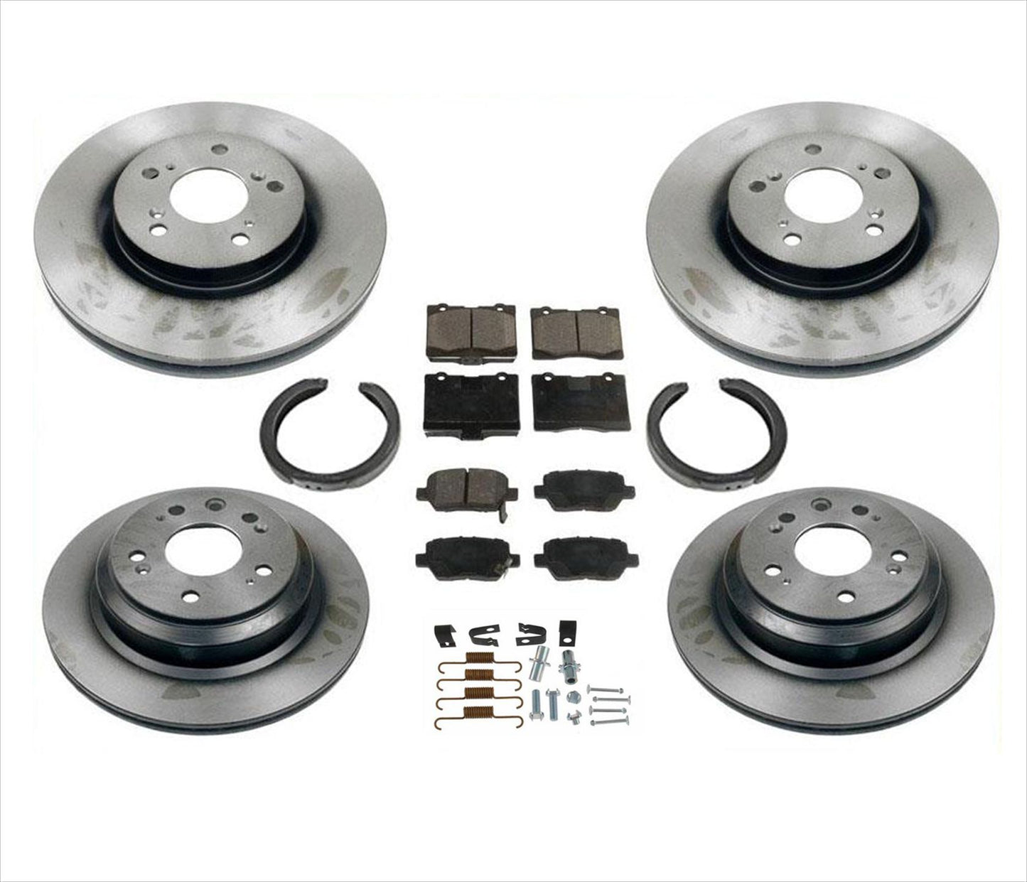 For Acura RL 2005-2012 Front Rear Disc Rotors Ceramic Pads & Parking Brake Shoes
