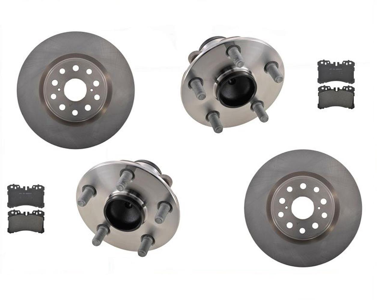 Front Rotors Ceramic Pads & Wheel Hub Bearings For Lexus LS460 Rear Wheel Drive
