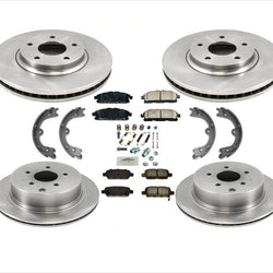 Disc Brake Rotors and Ceramic Brake Pads Park Shoes for Nissan Quest 8pc 11-17