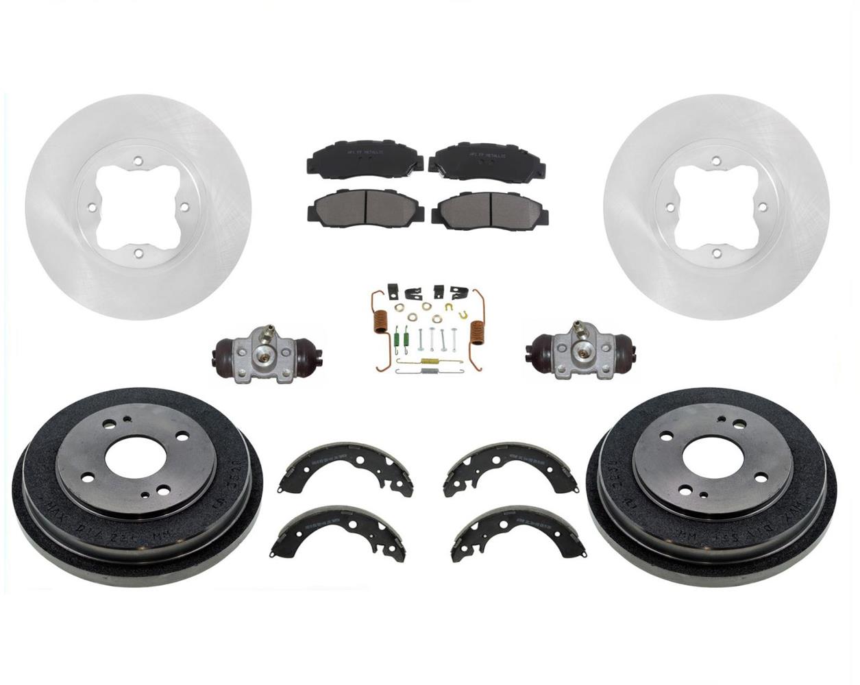 Front Rotors Rear Drums Pads Shoes Hardware 9 Pcs For 91-97 Accord Wagon Models - Photo 1