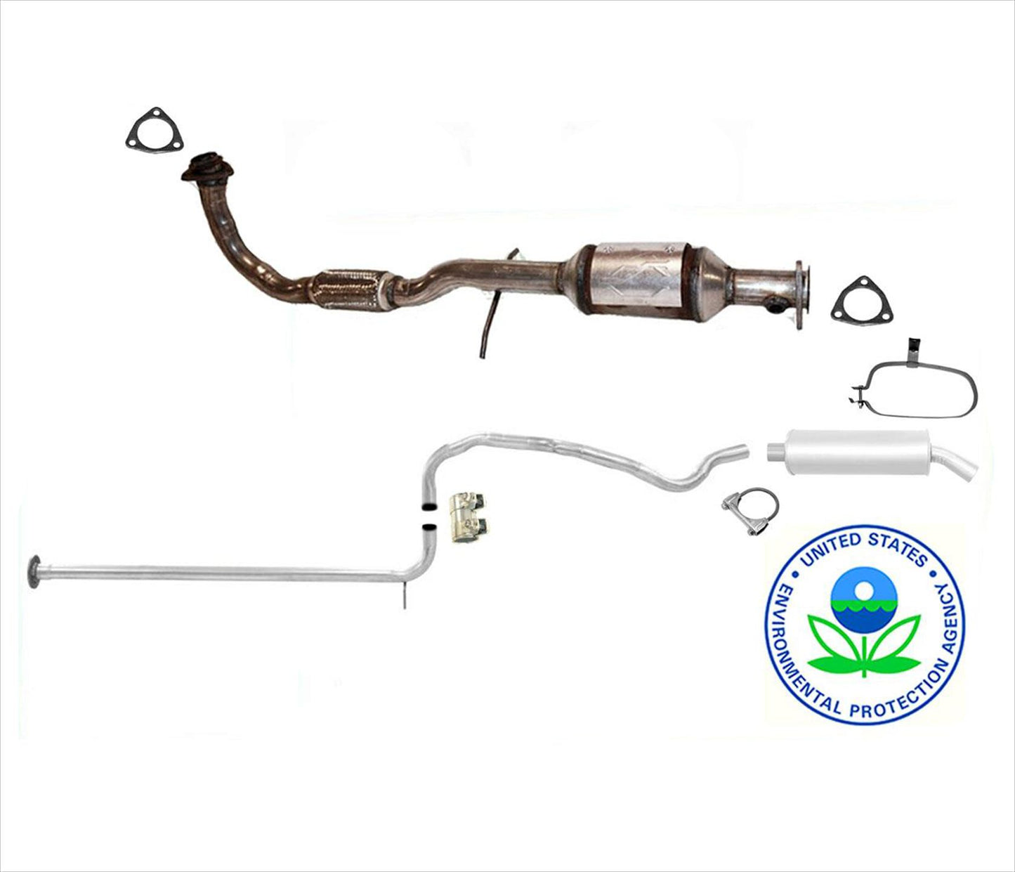 For 00-02 SL1 Saturn SOHC Federal Emissions Converter REAR YOUR EMISSION LABEL