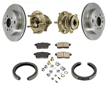 Rear Rotors Hubs Bearings Pads Park Shoes For Mazda CX-7 07-2012 All Wheel Drive