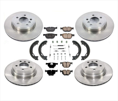 For 2007-2018 BMW X5 3.0L Eng. Brake Disc Rotors Pads Parking Shoes Springs 8pc