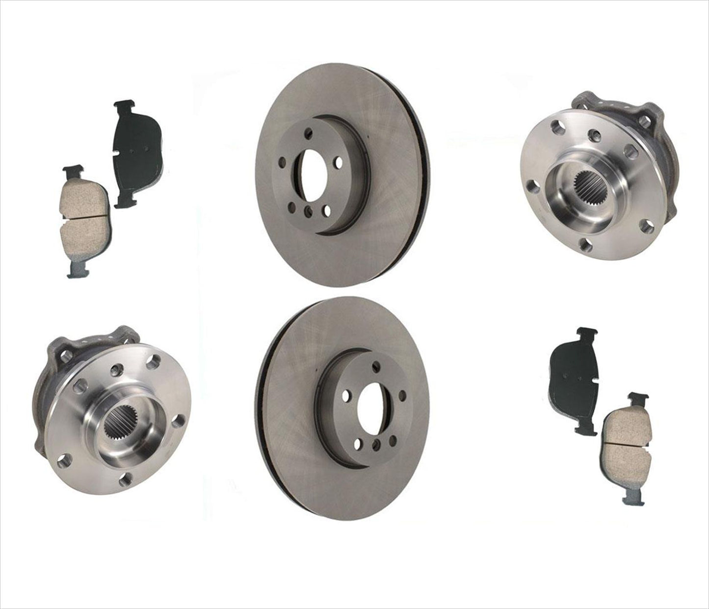 Frt Brake Rotor Brake Pads & Wheel Hub Bearing fits 07-14 BMW X5 3.0L Gas Engine