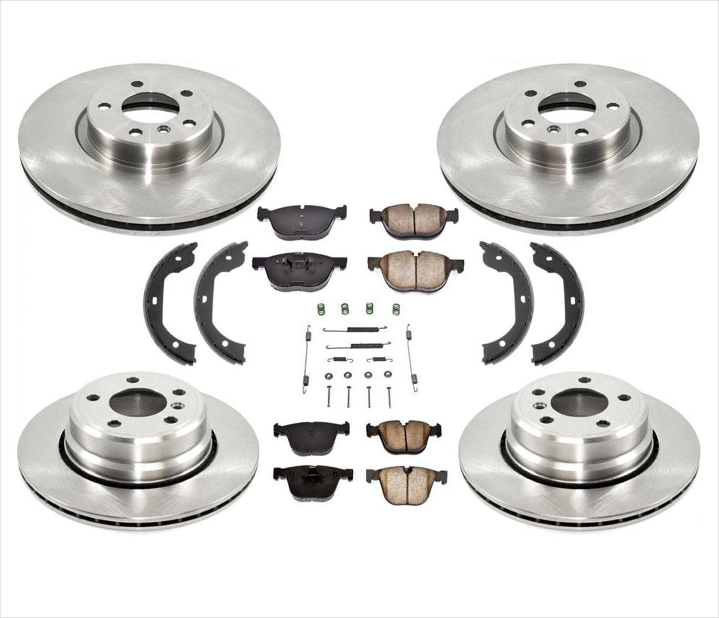 Se adapta a rotores y pastillas de freno de disco delantero y trasero BMW 4.8L V8 X5 07-10, 8 piezas