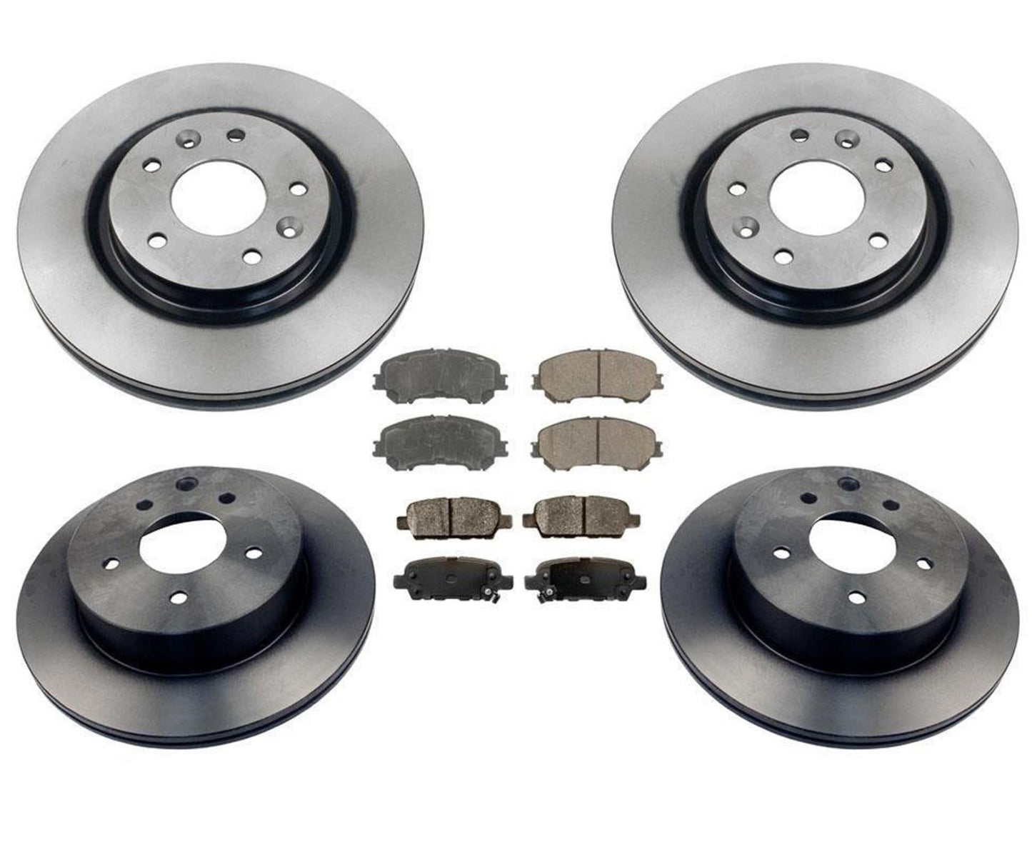 For 14-17 Rogue With 3rd Row Seating Frt & Rr Disc Brake Rotors Ceramic Pads 6pc
