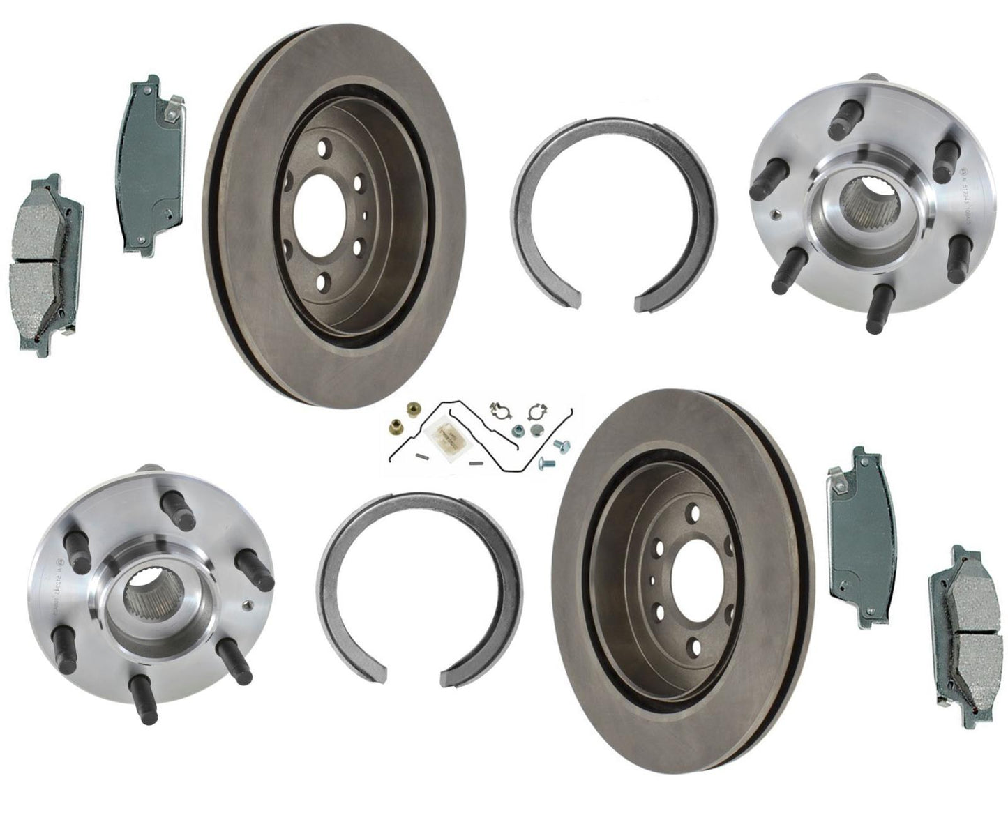 Para Cadillac 04-09 SRX Rodamientos de cubo de rueda trasera Rotor de freno de disco y kit de almohadillas 7 piezas Rr