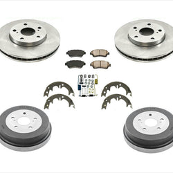 Frt Brake Rotors Pads Rear Drums Shoes For 00 01 Camry 2.4L LE Base 15 Inch Rims
