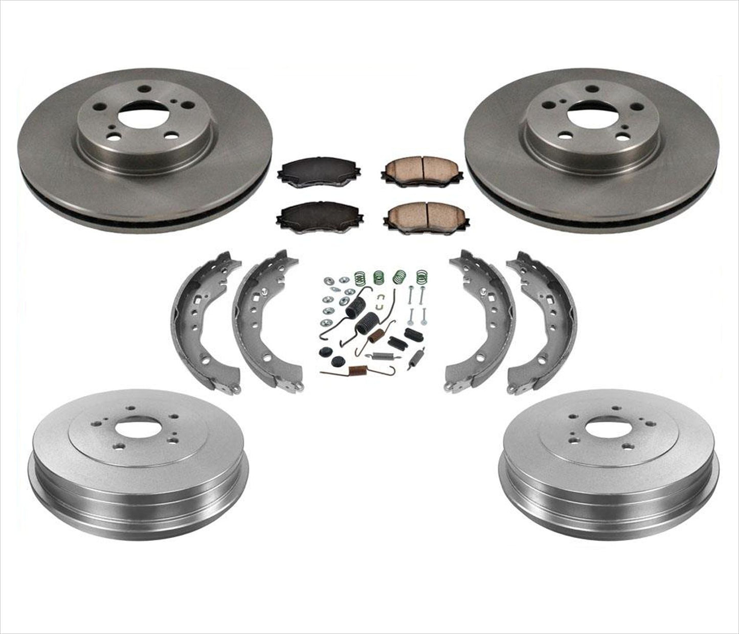 Fits For 08-14 Scion xD Ft Rotors Ceramic Pads Drums Brake Shoes Springs 7Pc Kit