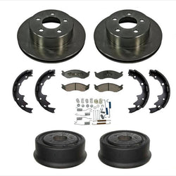 Rotores de disco delanteros, pastillas de freno, tambores y zapatas de freno trasero, Jeep Wrangler 01-06