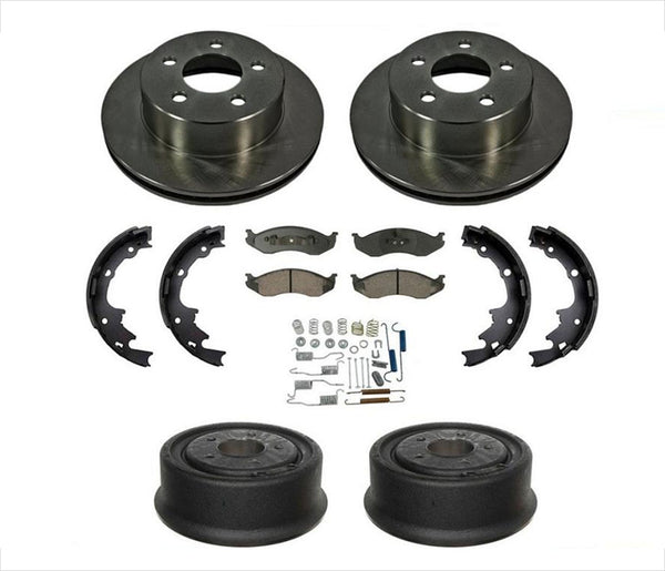 Rotores de disco delanteros, pastillas de freno, tambores y zapatas de freno trasero, Jeep Wrangler 01-06