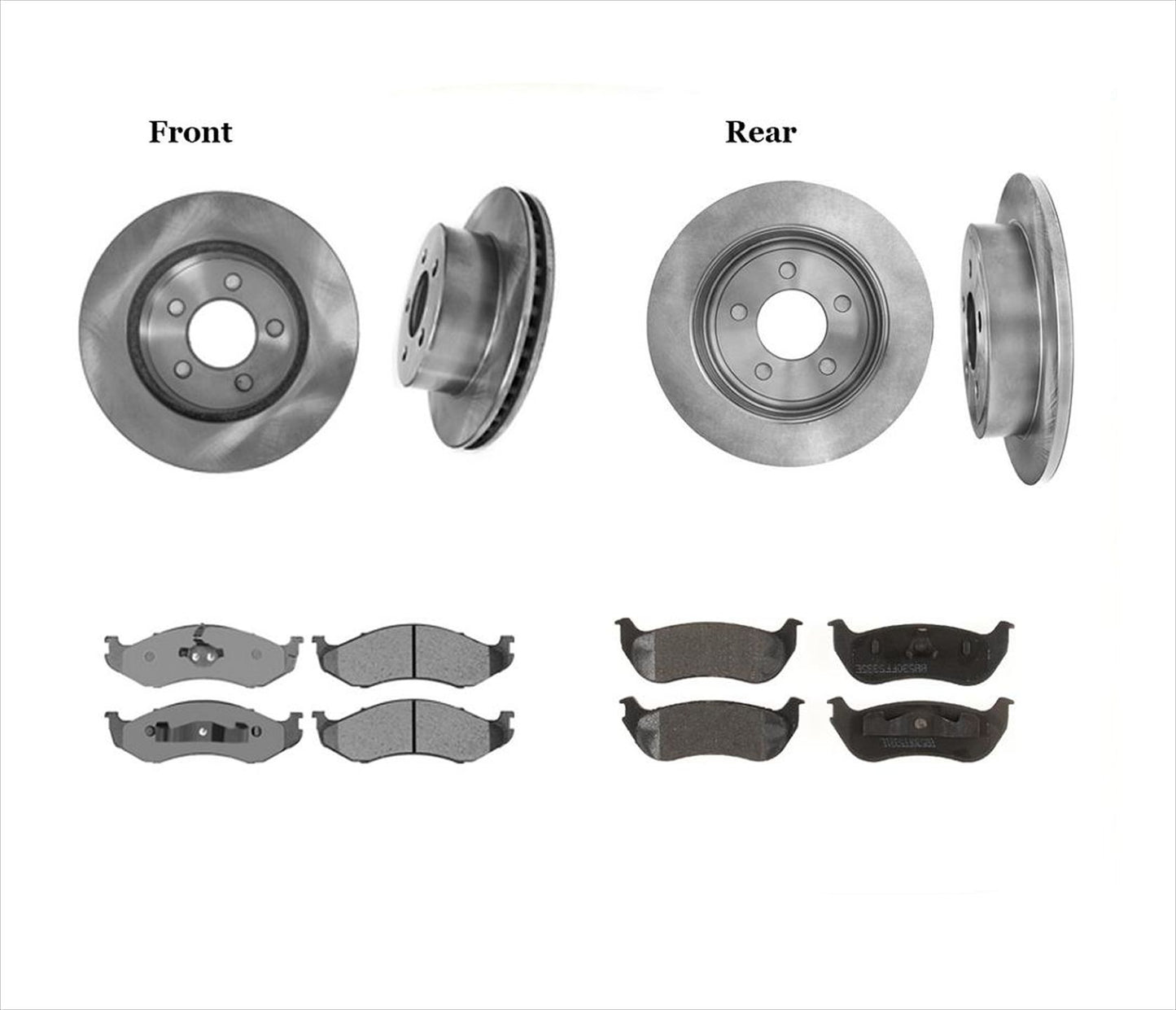 Front & Rear Disc Brake Rotors & Ceramic Brake Pads For 03-05 Jeep Wrangler 6pc