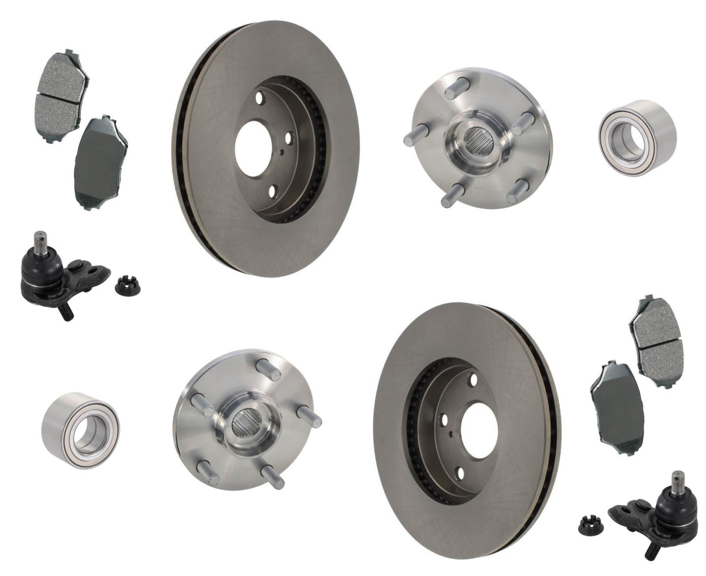 Se adapta a Toyota 01-05 RAV4, almohadillas de rotores, juntas esféricas y kits de cojinetes de cubo, nuevo, 7 piezas