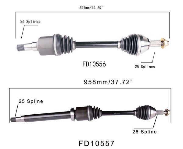 Left & Right Complete CV Drive Axle Shaft Fits For 10-13 Ford Transit Connect