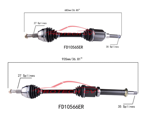 Left & Right Complete CV Drive Axle Shaft Fits For 14-20 Ford Transit Connect
