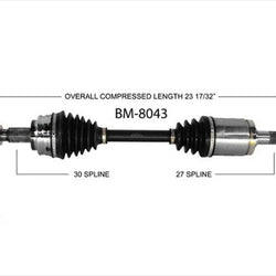 One (1) Front Driver Side Complete CV Axle Shaft for 2004-2010 BMW X3