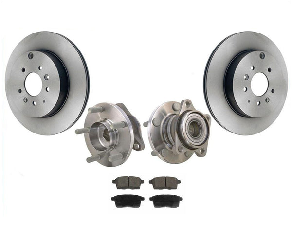 Rear Wheel Bearing Hubs Rear Rotors & Ceramic Pads for Mazda CX9 AWD 2007-2015