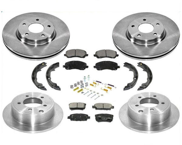 Pastillas de rotores de freno delantero y trasero, zapatas de estacionamiento para Jeep Compass 2007-2017