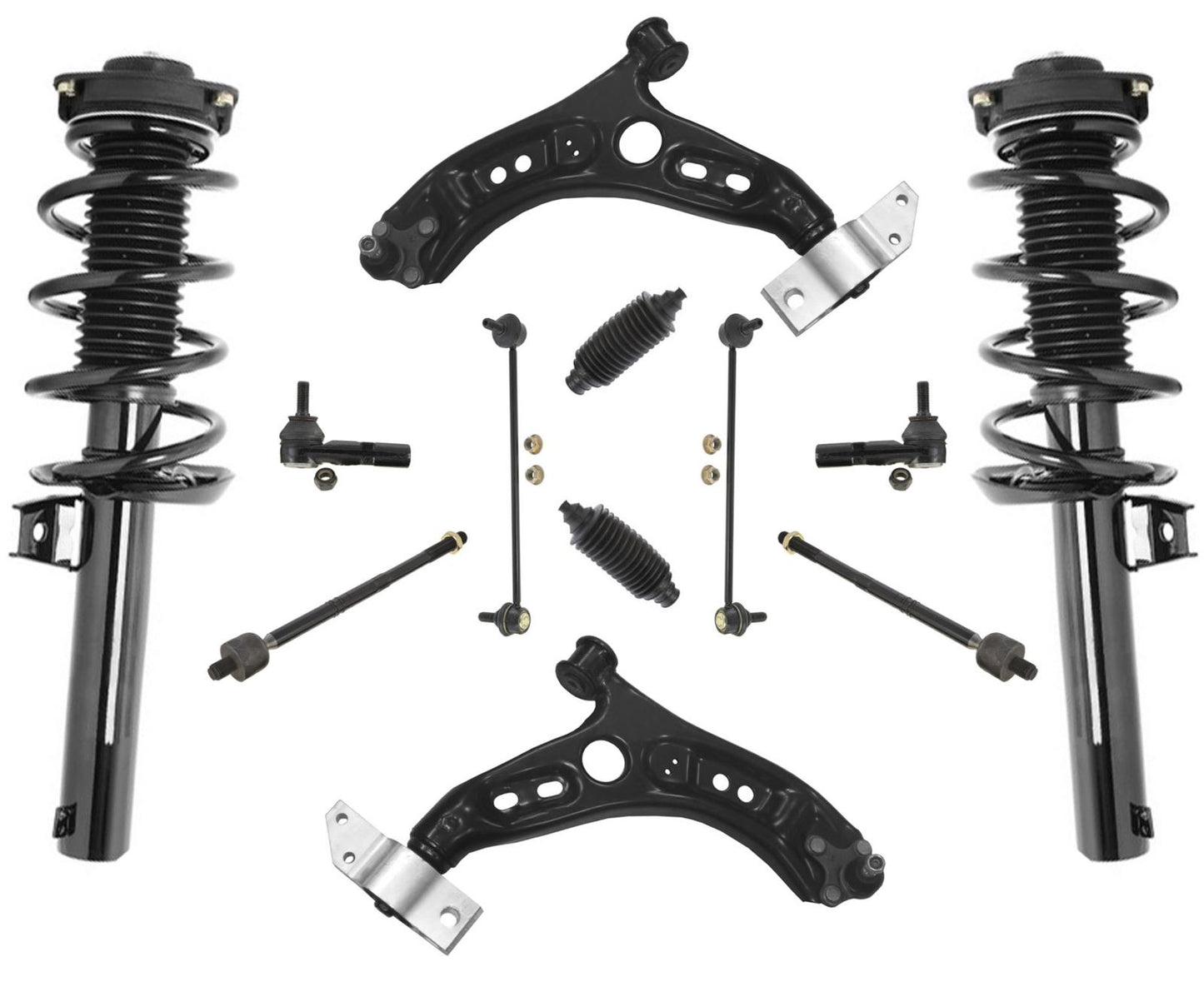 Puntales de resorte helicoidales completos delanteros para Volkswagen Tiguan 09-17 2.0L KIT de 12 piezas