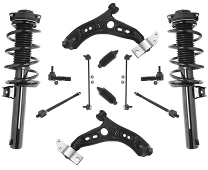 Puntales de resorte helicoidales completos delanteros para Volkswagen Tiguan 09-17 2.0L KIT de 12 piezas