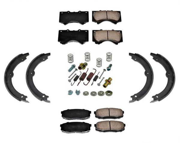 Pastillas de freno delanteras y traseras, zapatas de freno de estacionamiento, resortes para Toyota Tundra 2007-2019