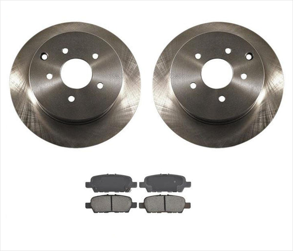 2 Rear 31348 Disc Rotors With Ceramic Rear Pads Fits 13-14 Parthfinder 3.5L