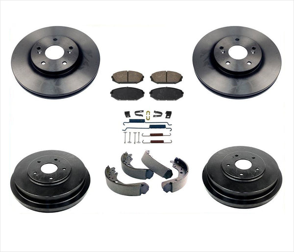 Front Disc Brake Rotors & Pads +Rear Drums Shoes Springs for Honda Odyssey 99-01