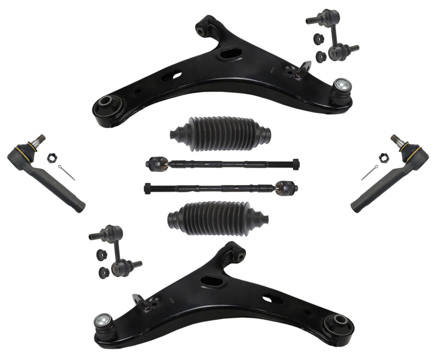 Front Lower Control Arms Ball Joints Tie Rod Links For 2014-2018 Subaru Forester