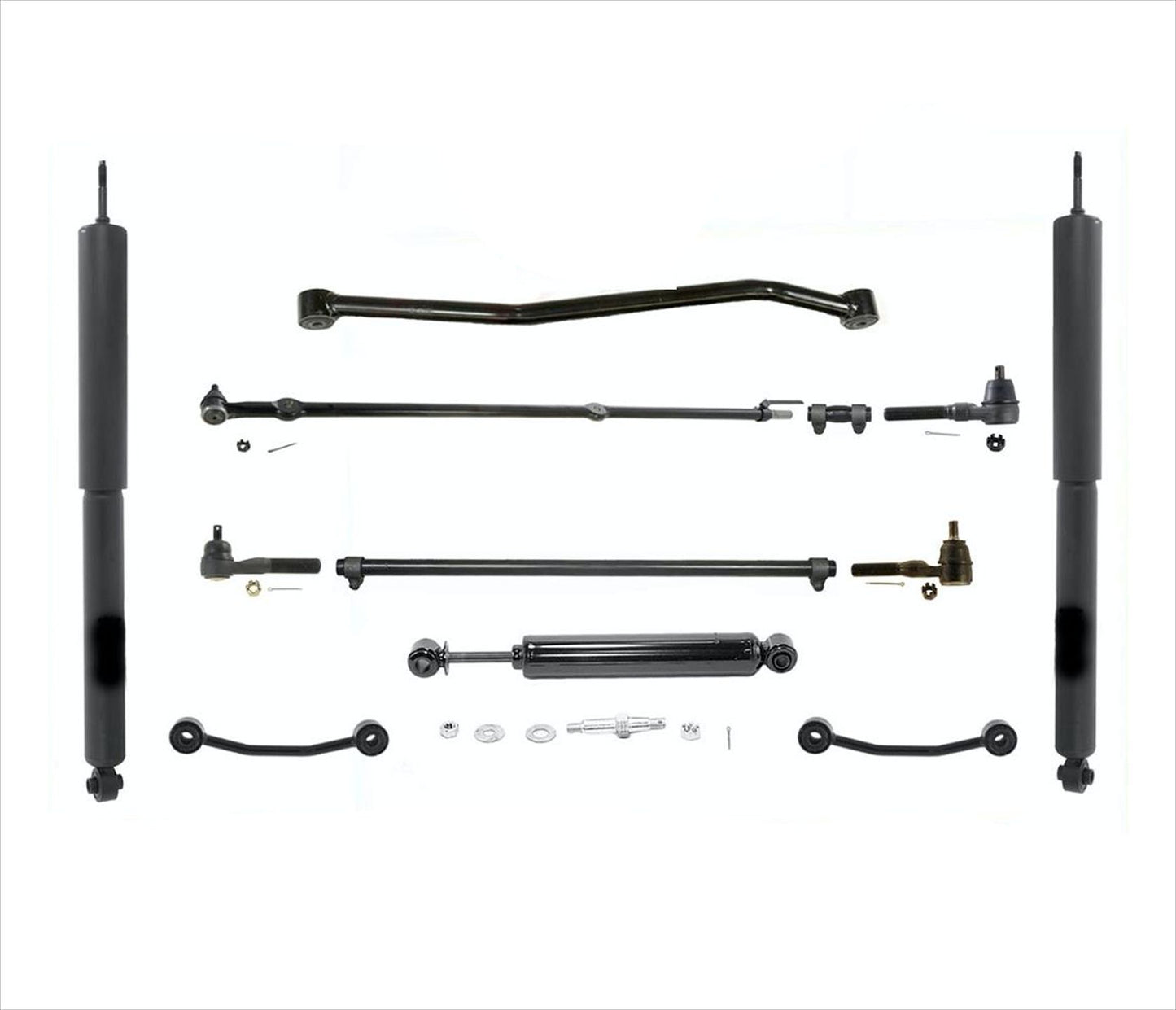 Front Shocks Drag Link Tie Rod Track Bar Kit For Jeep Wrangler 1991 1992 93 1995